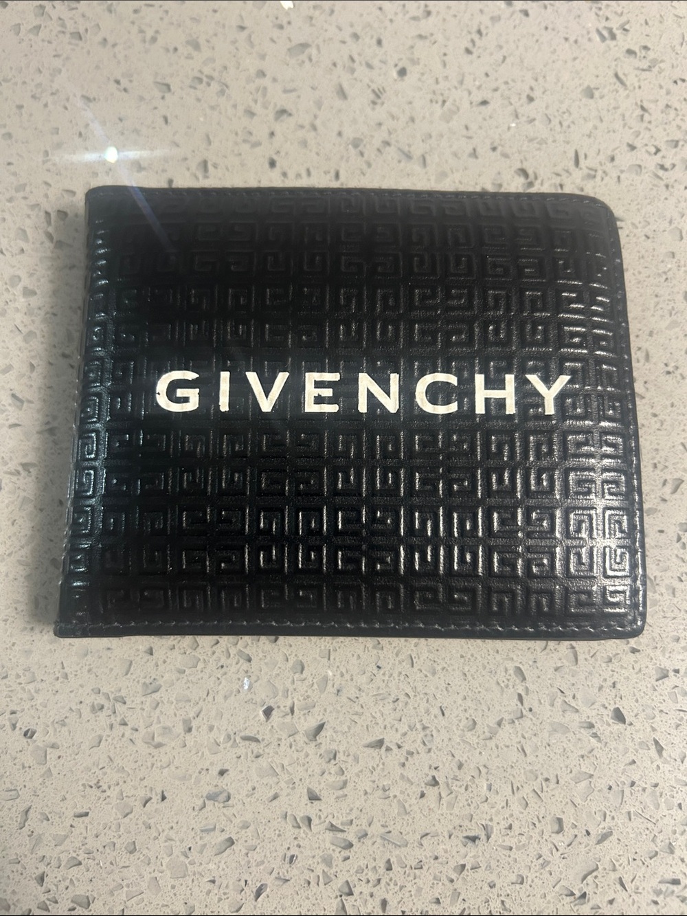 Givenchy Black Embossed Leather Card & Key Holder with Bold Logo